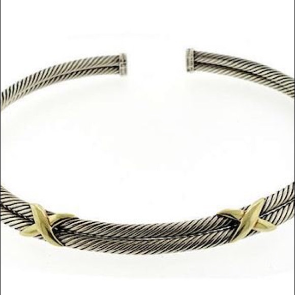 David Yurman Gold and Silver Two Tone Cable Necklace and Earring Set! - Picture 3 of 8